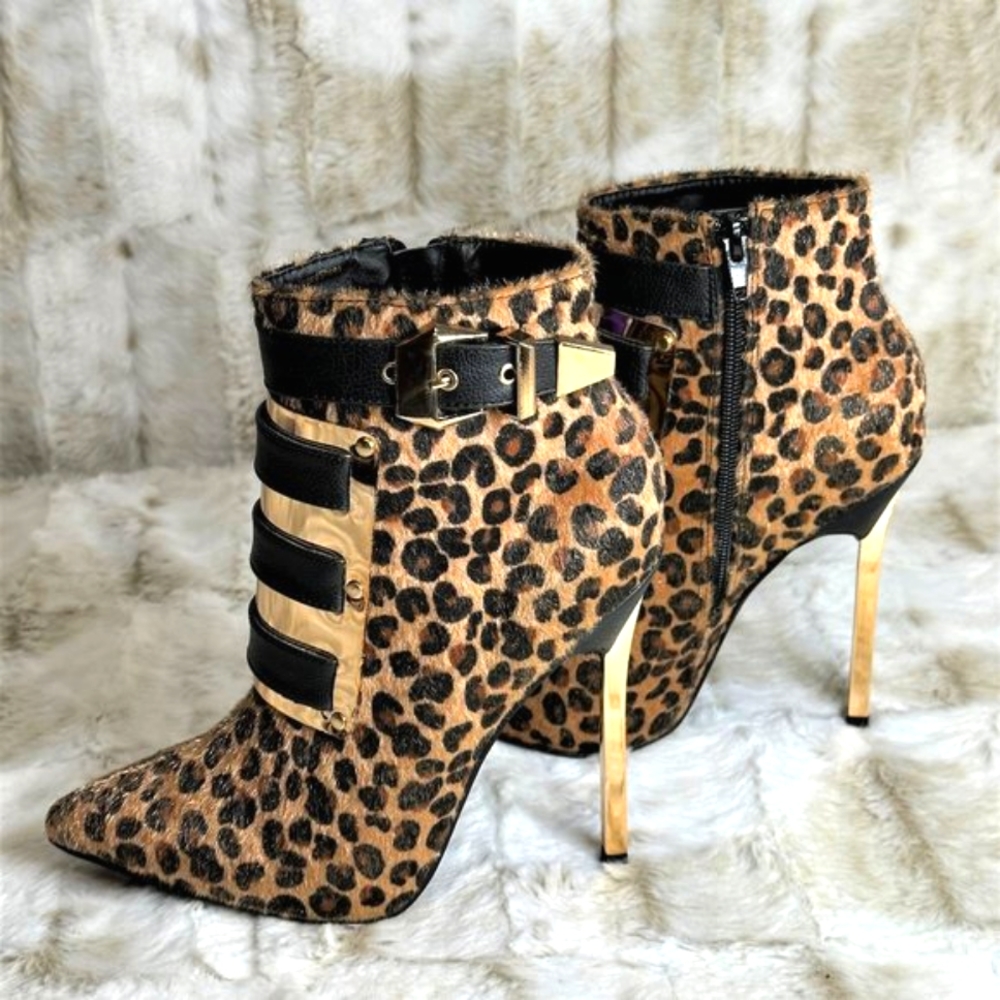 * Privileged Leopard High Heel Ankle Boots Privileged - Picture 3 of 13
